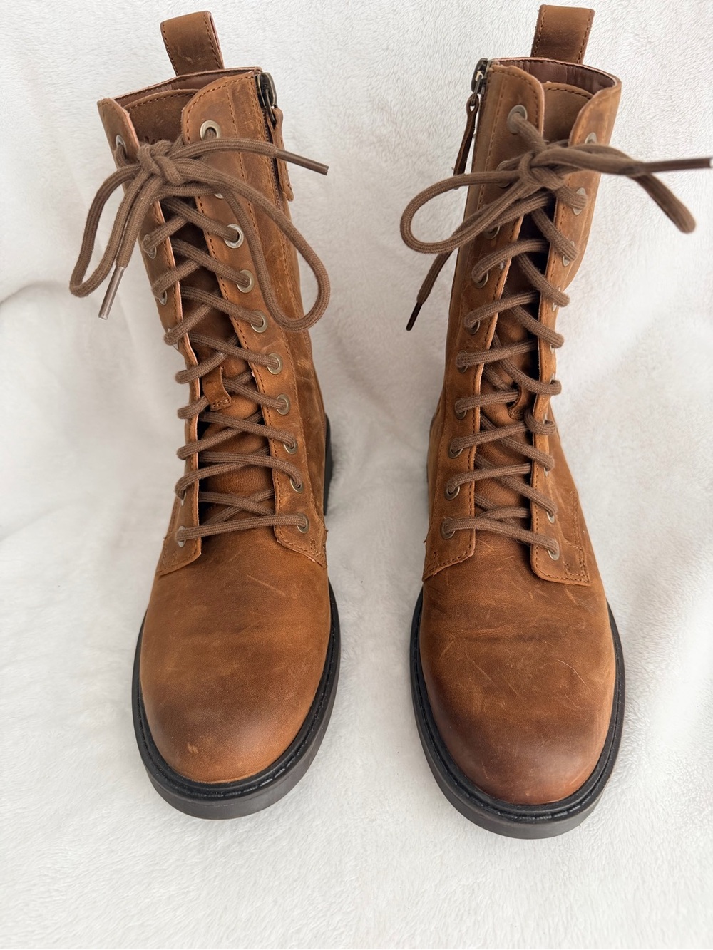 Clarks Brown Leather Lace-Up Women's Combat Boots Size 7.5